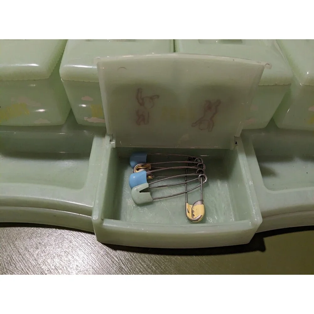 Vintage Clarolyte Jade Plastic Baby Caddy Vanity Set 1950's